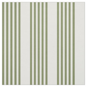 Tela Patrón de cinco rayas de color verde oliva y blanc