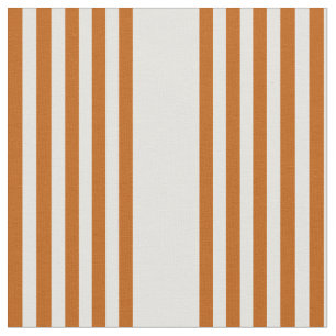 Tela Patrón de cinco rayas de naranja quemado y beige