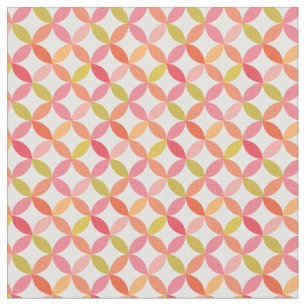 Tela Patrón de círculos naranjas rojos de mediados de s