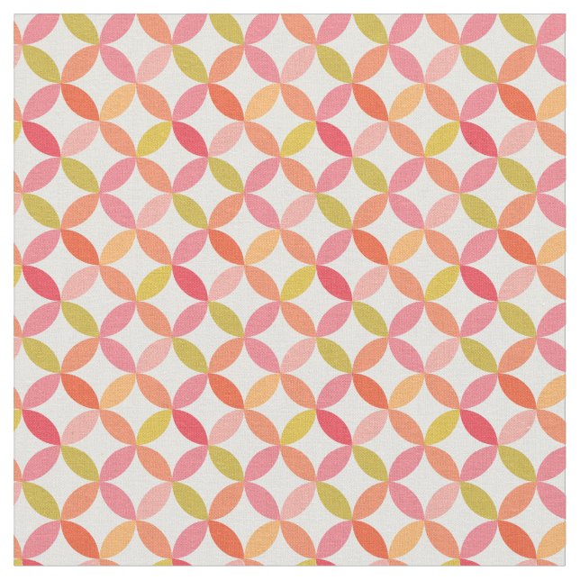 Tela Patrón de círculos naranjas rojos de mediados de s (De cerca)