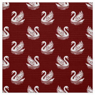 Tela Patrón de cisne 02 - Blanco sobre verde oscuro