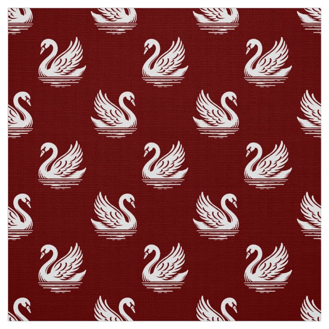 Tela Patrón de cisne 02 - Blanco sobre verde oscuro (Retal)
