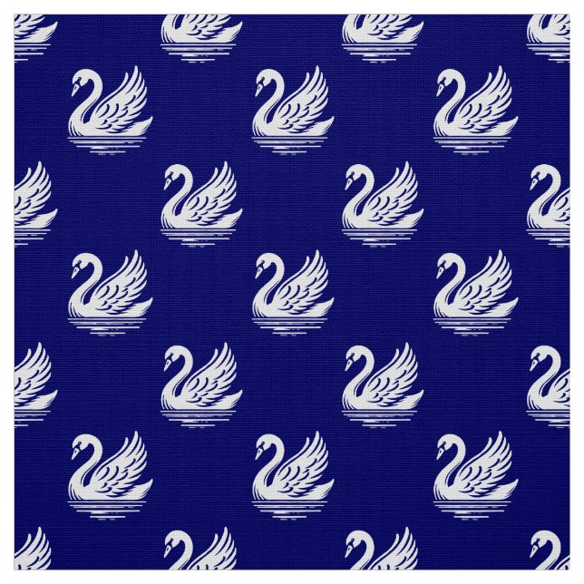Tela Patrón de cisne - blanco en la marina profunda (Retal)