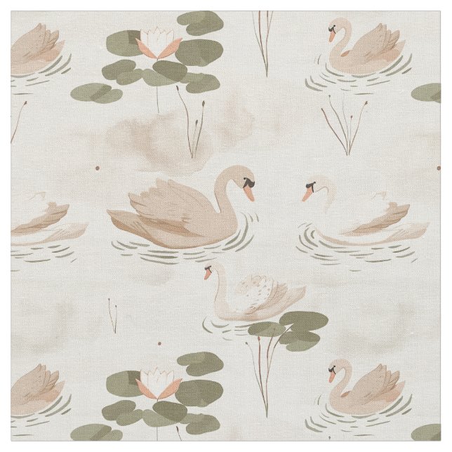 Tela Patrón de cisne neutro elegante (De cerca)
