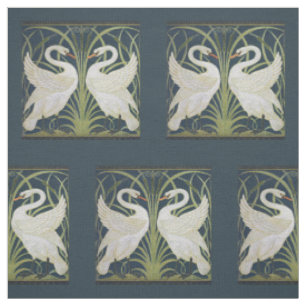 Tela Patrón de cisnes Art Nouveau: Impresión de cisne d