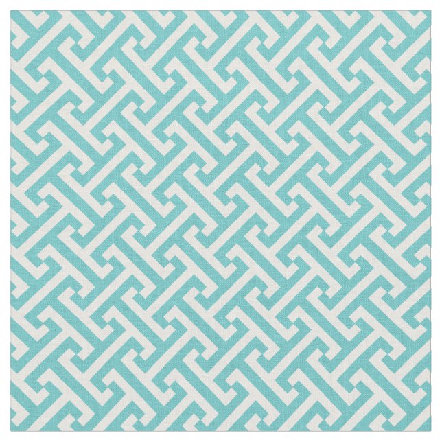 Tela Patrón de clave griega turquesa (De cerca)