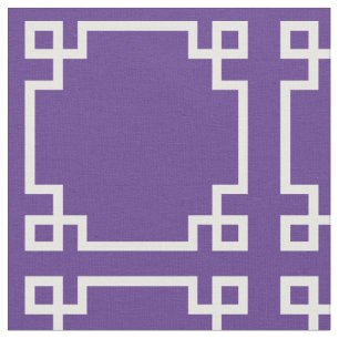 Tela Patrón de clave moderna griega morada y blanca