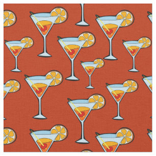 Tela Patrón de cócteles Martini Naranja oscuro