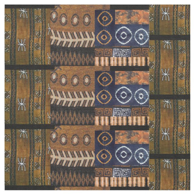 Tela Patrón de collage tribal afrocéntrico (De cerca)