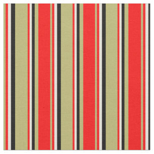 Tela Patrón de color caqui oscuro, rojo, beige y negro