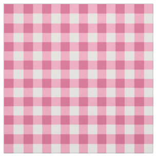 Tela Patrón De Comprobación De Gingham Blanco Y Rosa