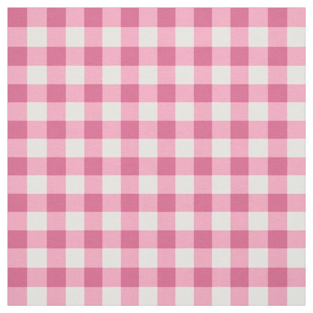 Tela Patrón De Comprobación De Gingham Blanco Y Rosa (Retal)