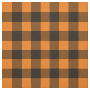 Tela Patrón de comprobación de Gingham del Naranja Negr