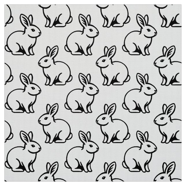 Tela Patrón de conejos - Blanco y negro (Retal)