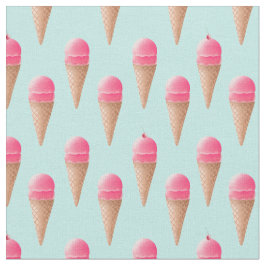 Tela Patrón de cono de helado de fresa rosa