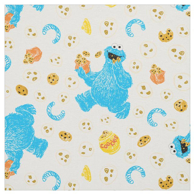 Tela Patrón de cookies de Crayon Cookie Monster (Retal)