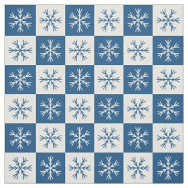 Tela Patrón de copo de nieve azul blanco