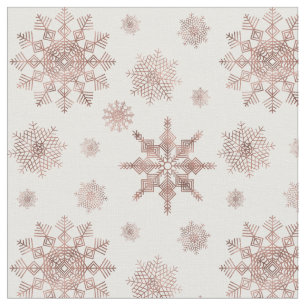 Tela Patrón de copo de nieve en color dorado rosa falso