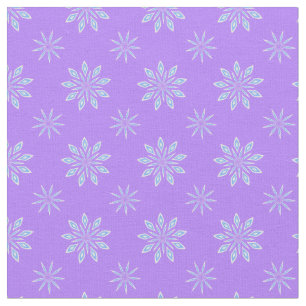 Tela Patrón de copo de nieve estrella blanca azul lavan