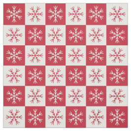 Tela Patrón de copo de nieve rojo blanco