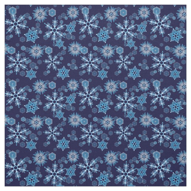 Tela Patrón de copos de nieve azules que caen (Retal)
