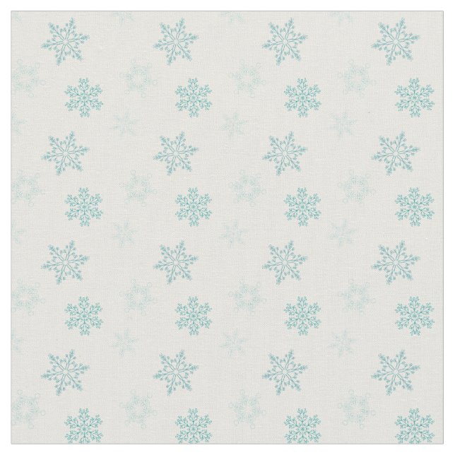 Tela Patrón de copos de nieve azules y blancos (De cerca)