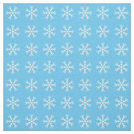 Tela Patrón de copos de nieve blanco y azul claro