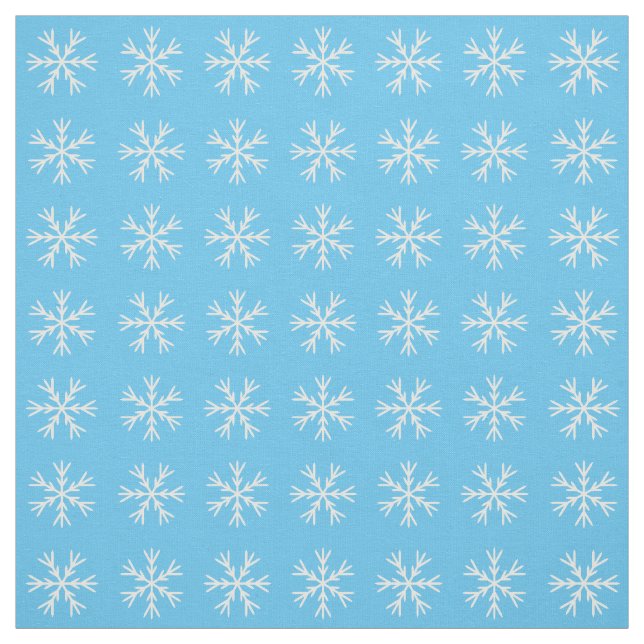 Tela Patrón de copos de nieve blanco y azul claro (Retal)