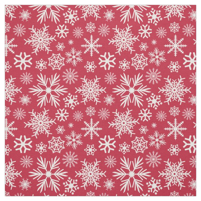 Tela Patrón de copos de nieve de invierno rojo acogedor (Retal)