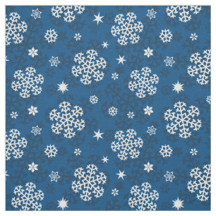 Tela Patrón de copos de nieve en azul
