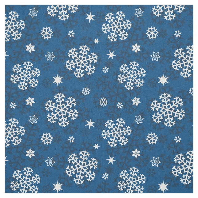 Tela Patrón de copos de nieve en azul (Retal)