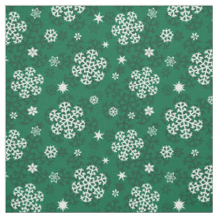 Tela Patrón de copos de nieve en verde cadmio