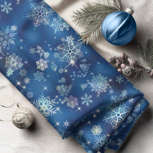 Tela Patrón de copos de nieve más bonito, bolsa azul ID