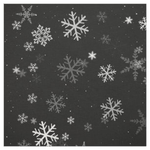 Tela Patrón de copos de nieve para Navidades blancos y 