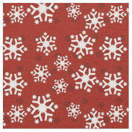Tela Patrón de copos de nieve rojos y blancos