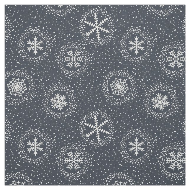 Tela Patrón de copos de nieve sobre fondo gris (Retal)