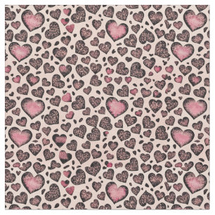Tela Patrón de corazón de leopardo rosa sobre rubor