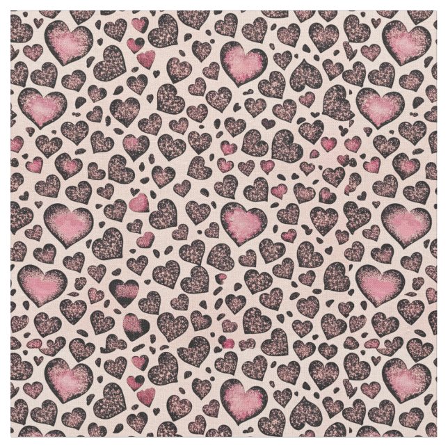 Tela Patrón de corazón de leopardo rosa sobre rubor (De cerca)