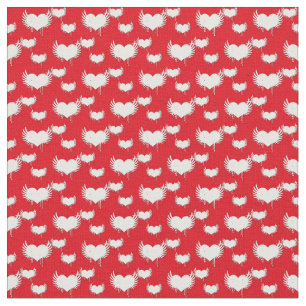 Tela Patrón de Corazones Alados Rojos y Blancos