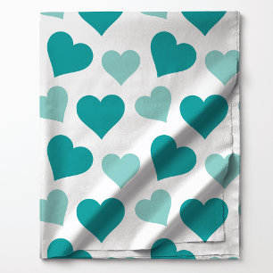 Tela Patrón de corazones en verde azulado y menta para