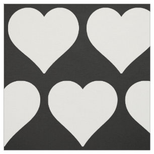 Tela Patrón de Corazones Minimalistas en Blanco y Negro