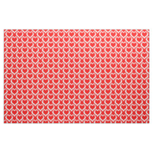 Tela Patrón de Corazones Rojos Blancos