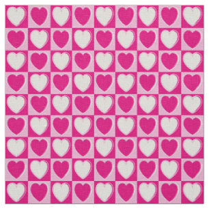 Tela patrón de corazones rosas