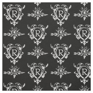 Tela Patrón de corazones y flechas góticas con monogram