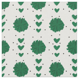 Tela Patrón de corazones y recuerdos verde