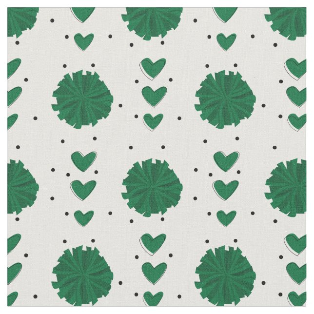Tela Patrón de corazones y recuerdos verde (De cerca)