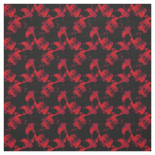 Tela Patrón de cráneo negro y rojo gótico (Retal)