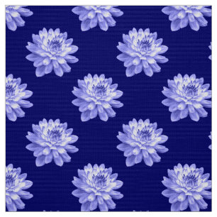 Tela Patrón de crisantemo - Azul de la Marina Profunda