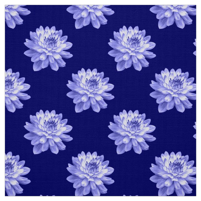 Tela Patrón de crisantemo - Azul de la Marina Profunda (Retal)