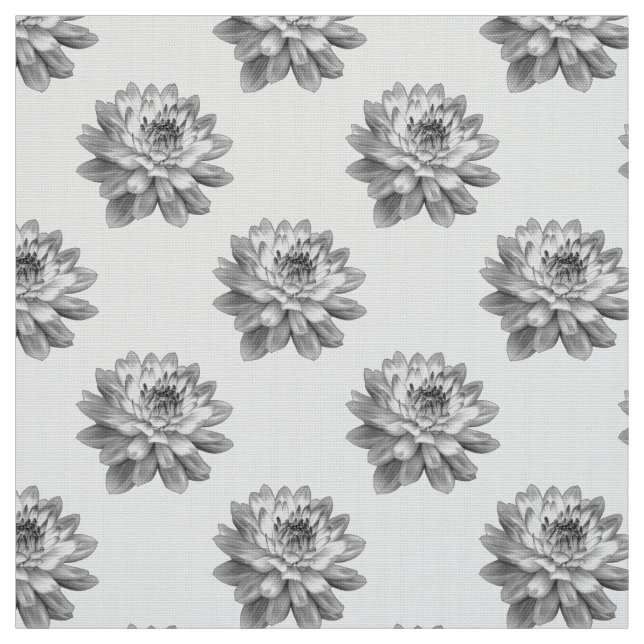 Tela Patrón de crisantemo - Monocromo sobre blanco (Retal)